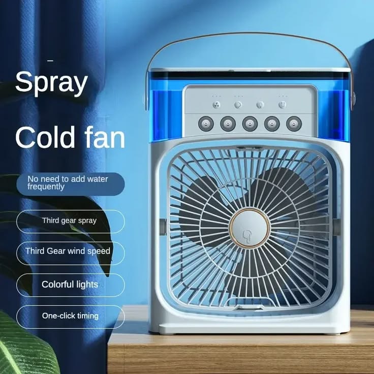 Portable Desktop Air Cooler Fan with Humidifier Mist & LED Light – Adjustable Personal Cooling Fan for Home, Office & Bedroom