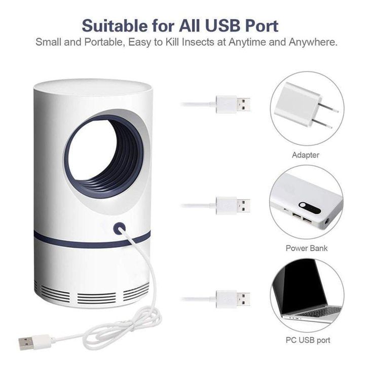 Electric Mosquito Killer Lamp USB UV Insect Trap – Silent Indoor Mosquito Catcher with Powerful Suction, Chemical-Free Bug Zapper for Home, Bedroom & Office