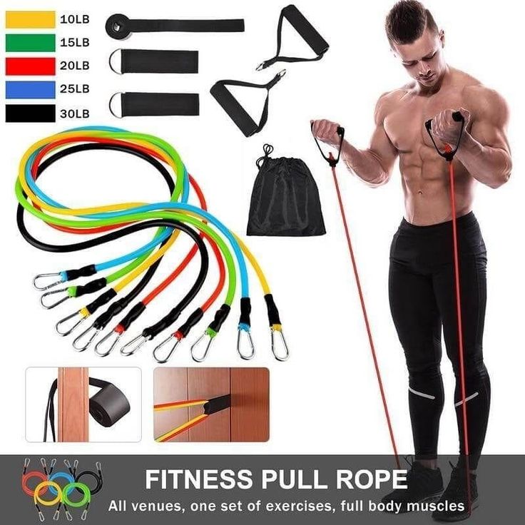 11Pcs Fitness Resistance Bands Set with Handles, Door Anchor & Ankle Straps – Adjustable Home Gym Exercise Bands for Strength Training, Weight Loss & Full Body Workout