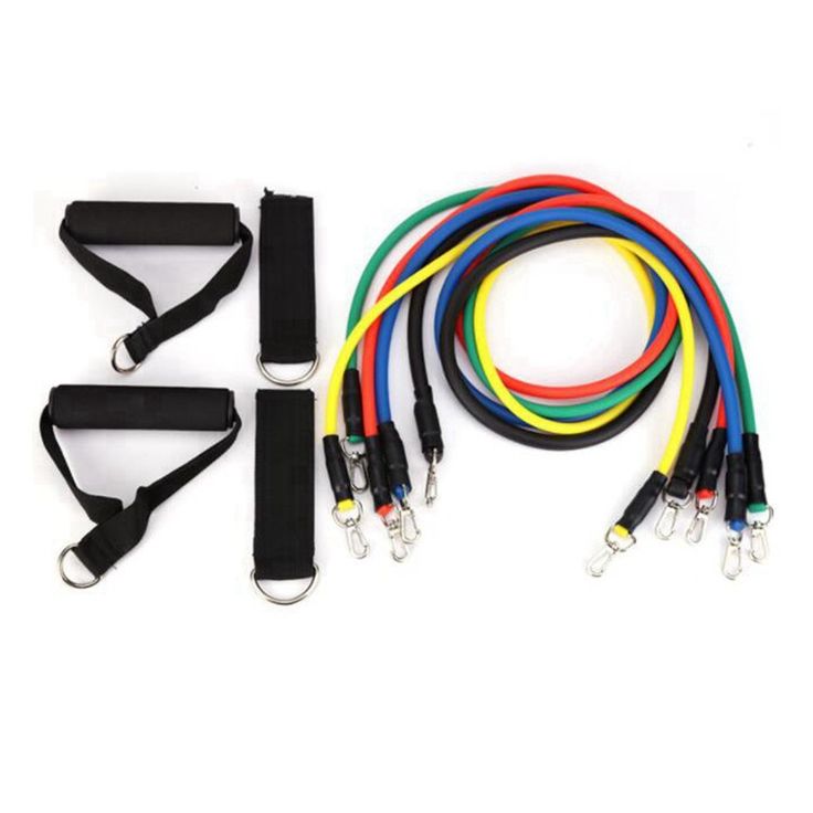 11Pcs Fitness Resistance Bands Set with Handles, Door Anchor & Ankle Straps – Adjustable Home Gym Exercise Bands for Strength Training, Weight Loss & Full Body Workout